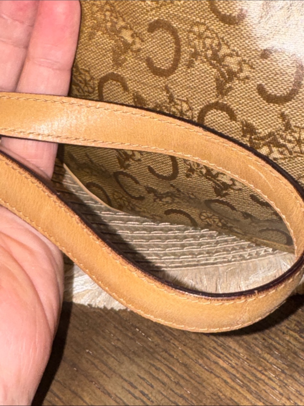 Celine Brown Monogram Crossbody with Tan Trim - Picture 7 of 13